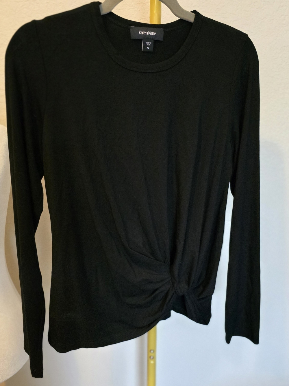 Karen Kane Black Long Sleeve Twist-Knot Tee